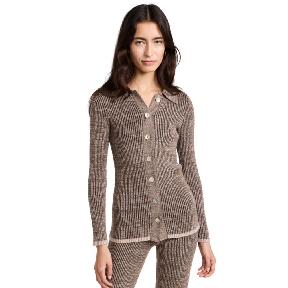 RAILS Brown Ribbed Knit Collared Button Up Rory Cardigan Sweater Size Large